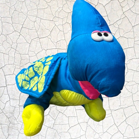 Fisher-Price 1992‎ Puffalump Turtle Plush Blue Yellow Sea Turtle w/ Squeaker - Picture 2 of 9